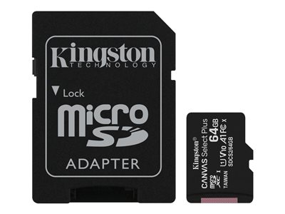SD MicroSD Card 64GB Kingston SDXC Canvas+ (Class10) o.A 2p retail - SDCS2/64GB-2P1A