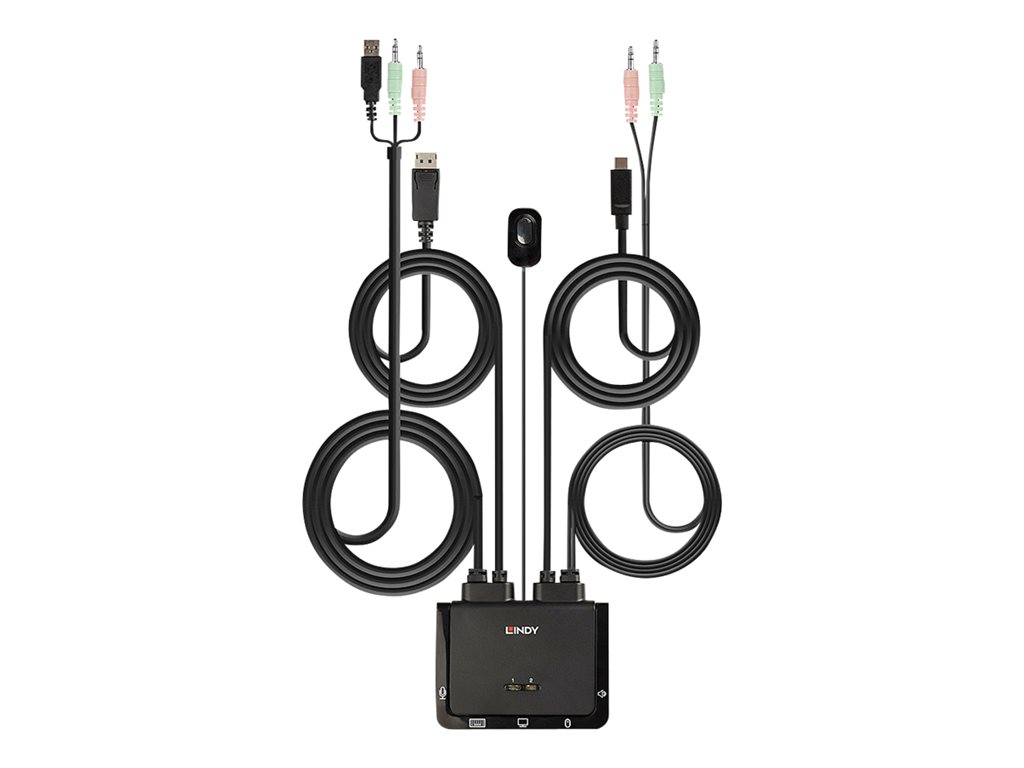 LINDY 2 Port DP 1.2 USB TypeC KVM Switch