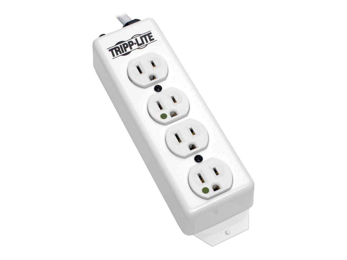 Tripp Lite Safe-IT Power Strip Hospital Medical Antimicrobial 120V 5-15R-HG 4 Outlet 15' Cord Metal