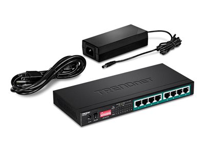 TRENDnet Switch 8-port Gbit PoE+ long range 200m 65W Metal - TPE-LG80