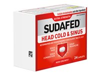 Sudafed Head Cold &amp; Sinus Extra Strength Caplets - 24's