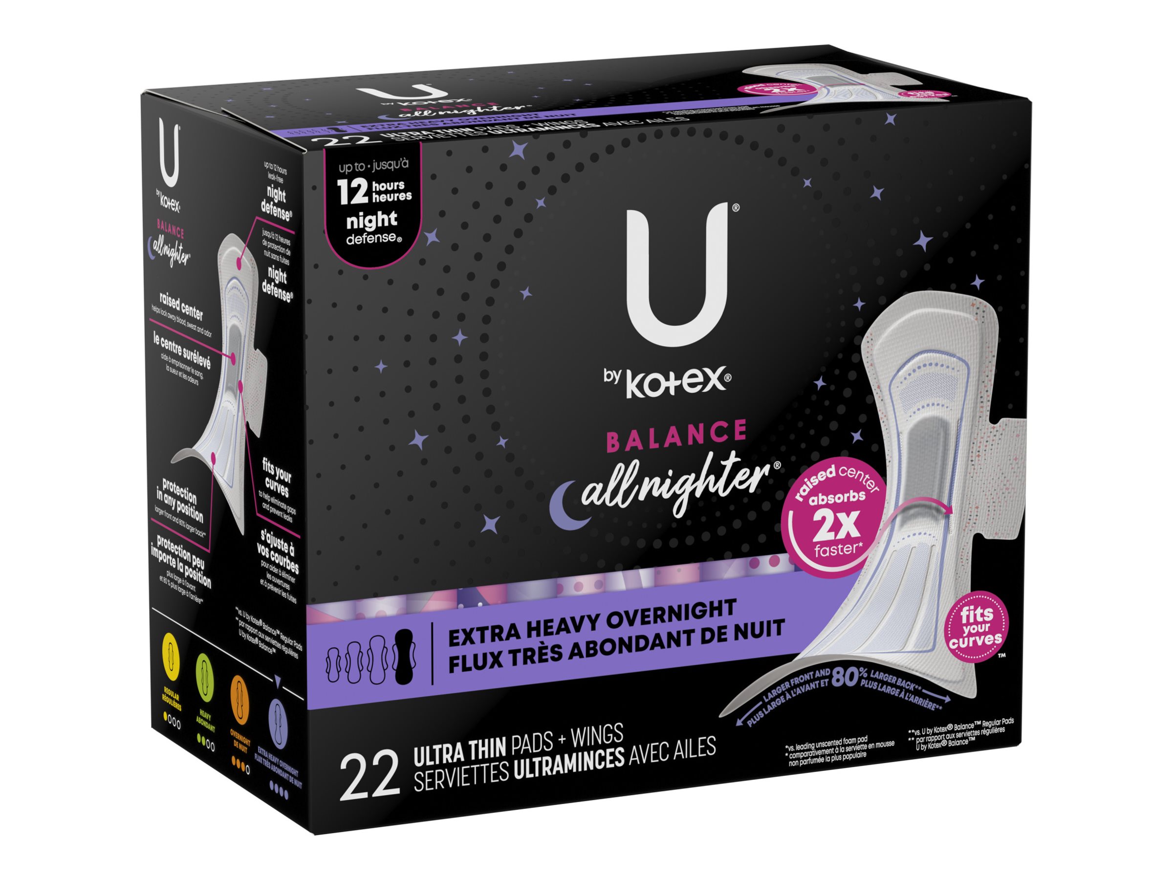 U by Kotex Balance Ultra Thin Sanitary Pad - Extra Heavy Overnight - 22 Count