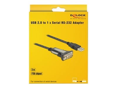 DELOCK Adapter USB 2.0 Typ-A zu 1 x Seriell RS-232 DB9 3 m