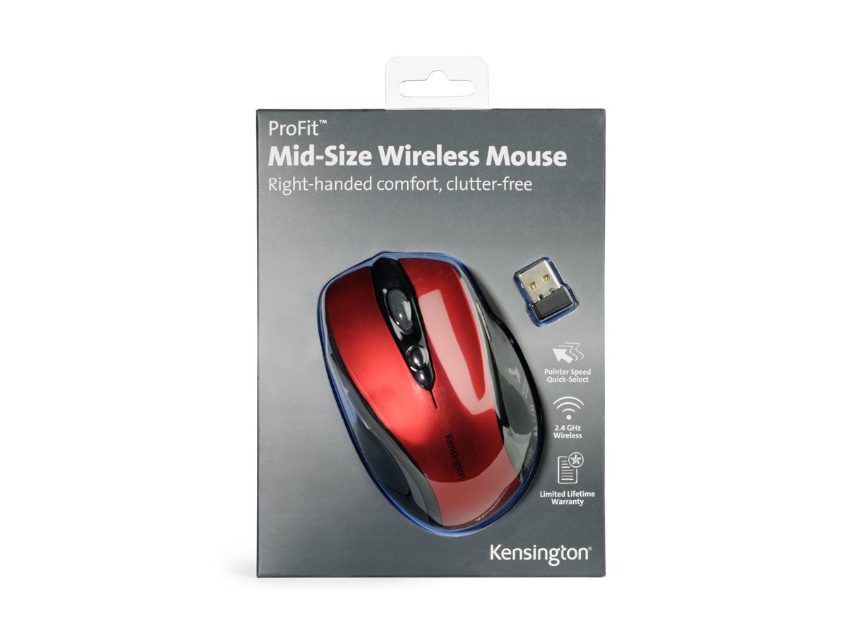 Kensington Pro Fit Mid-Size mouse 2.4 GHz Ruby Package view Front 77850