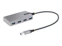 StarTech.com 4-Port USB Hub, USB 3.0 5Gbps, Bus Powered, USB-A to 4x USB-A Hub with Optional Auxiliary Power Input, Portable Desktop/Laptop USB Hub with 1ft (30cm) Attached Cable - USB Expansion Hub (5G4AB-USB-A-HUB) Grå