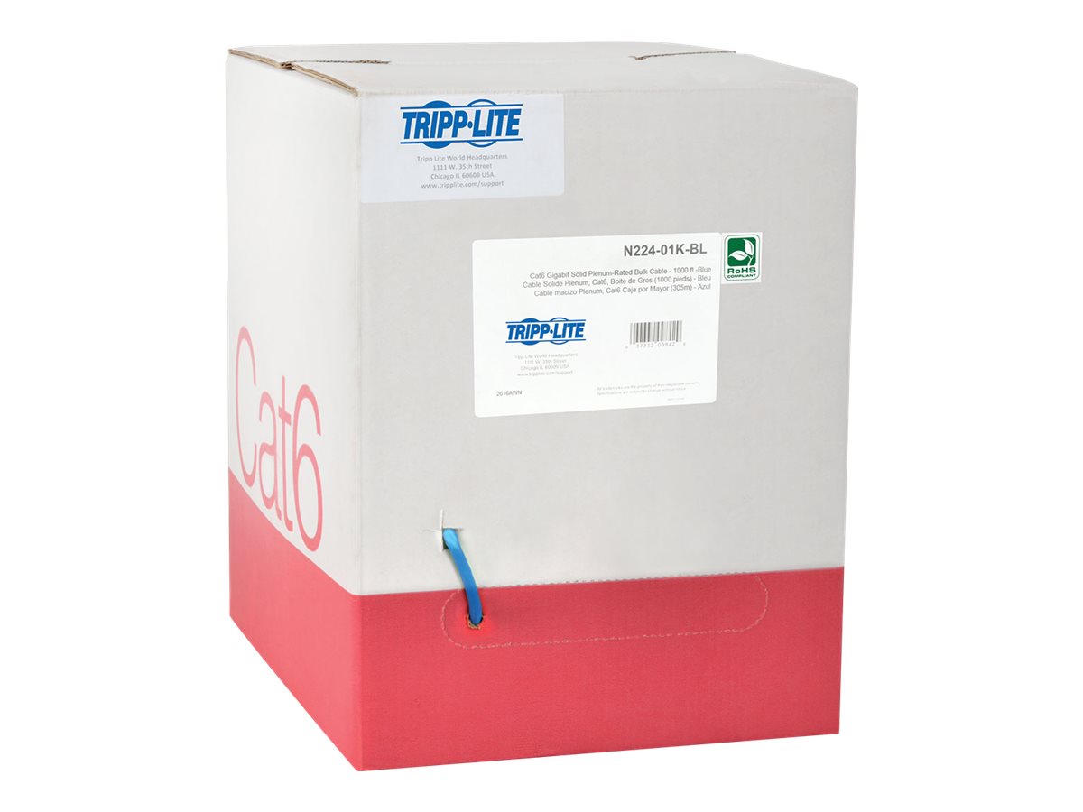 Eaton Tripp Lite Series Cat6 Gigabit Solid Core Plenum-Rated UTP CMP PVC Bulk Ethernet Cable, Blue, 1000 ft. (304.8 m)
