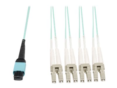Eaton Tripp Lite Series MTP/MPO Fan-Out Cable, MTP/MPO to 4xLC, 40GbE, 40GBASE-SR4, OM3 Plenum-Rated