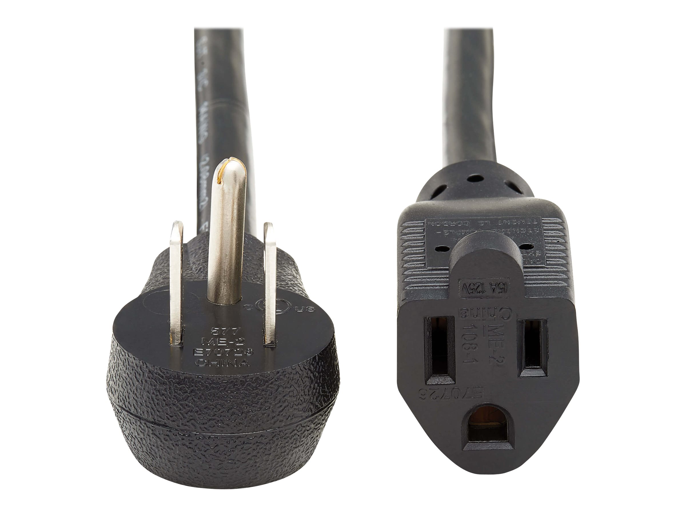 Tripp Lite Power Extension Cord, Right-Angle NEMA 5-15P to NEMA 5-15R