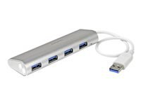 StarTech.com Hub USB 3.0 compact à 4 ports avec câble intégré - Concentrateur USB 3.0 avec boîtier en aluminium - Argent