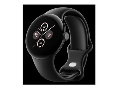 Google Pixel Watch 2 Polished silver aluminum smart watch with active band fluoroelastomer 
