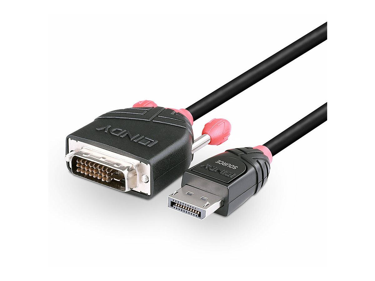 LINDY Video Cable, DP 1.1, DP-DVI M-F, 0.5m, black