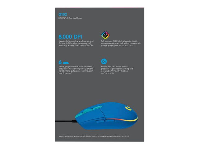 LOGI G102 Lightsync Blue EER