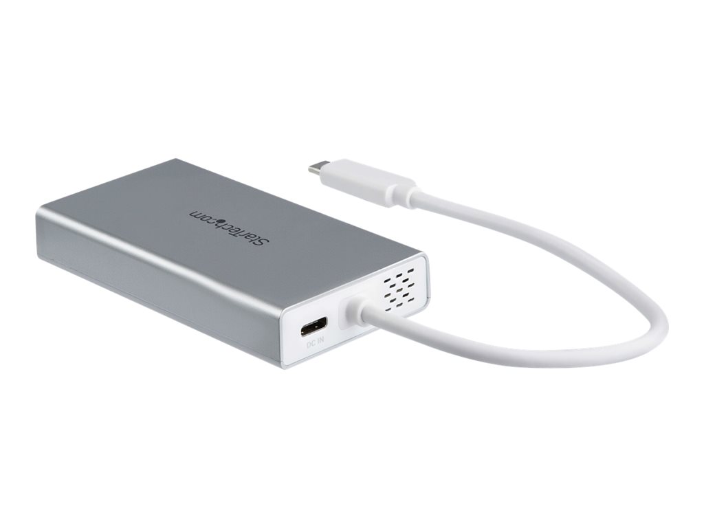 StarTech .com Adaptateur multiport USB-C, station d'accueil de voyage USB-C avec HDMI 4K, pass-through d'alimentation 60 W, GbE, hub USB-A 3.0 2 points, blanc