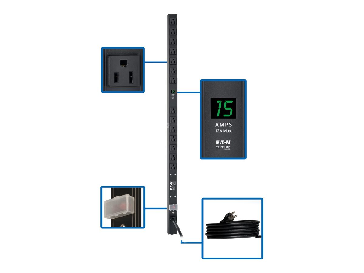 Eaton Tripp Lite Series PDU Metered 120V 15A 5-15R 14 Outlet 5-15P 36" Height 0URM