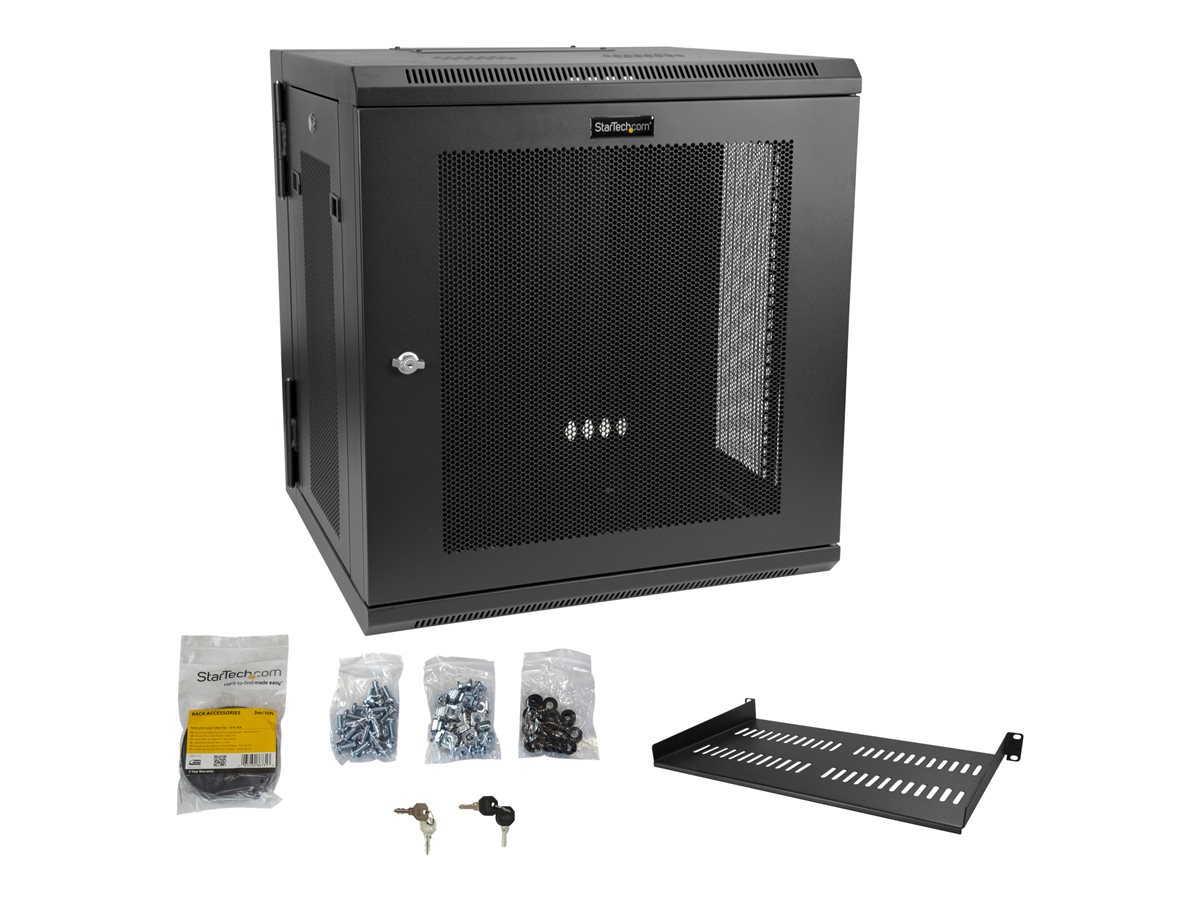 StarTech.com 12U 19" Wall Mount Network Cabinet, 20" Deep 4 Post Hinged Locking IT Computer Equipment Enclosure with Shelf, Flexible Vented Switch Depth Data Rack Cisco 3850, 2960 Series - 12U Vented Cabinet (RK1224WALHM) - rozvaděčová skříň - 12U – foto 4
