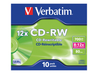 Verbatim - 10 x CD-RW - 700 MB 8x - 12x - jewel case