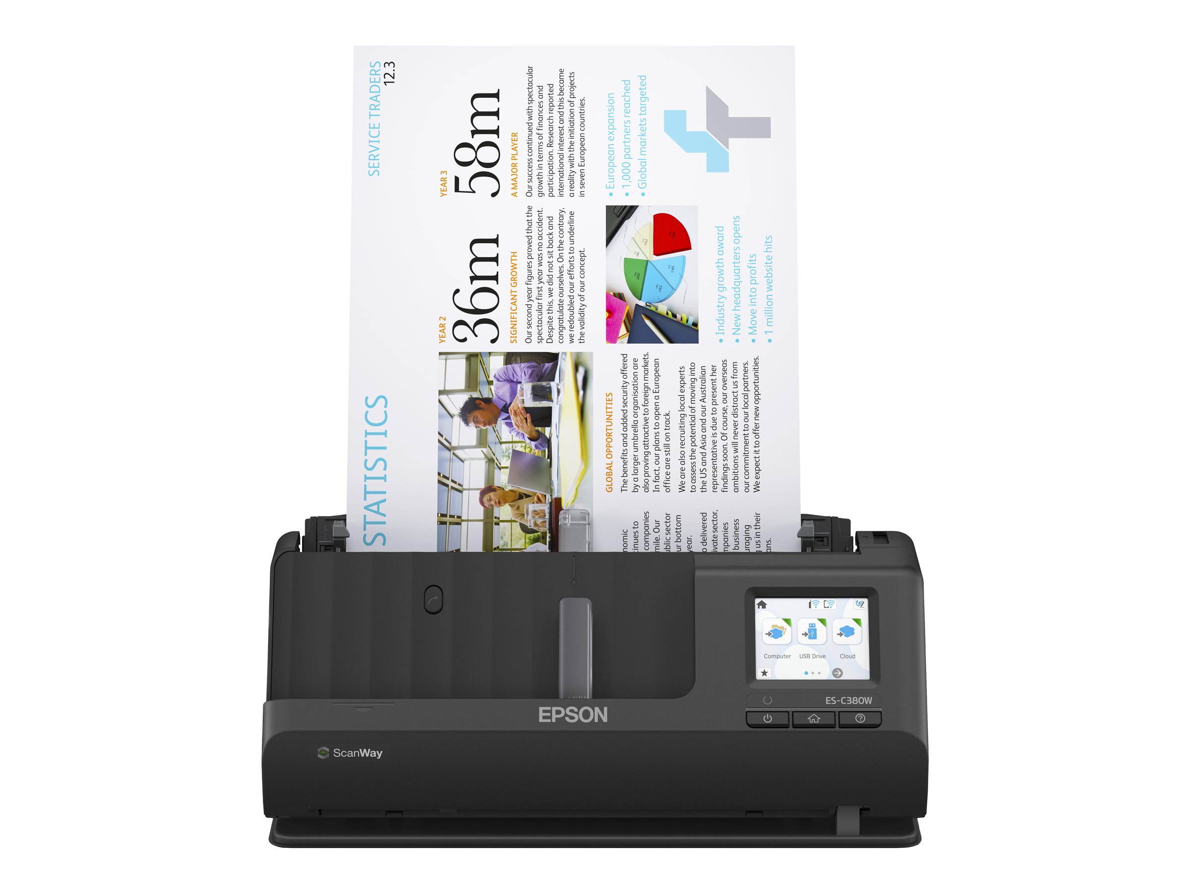 Epson WorkForce ES-C380W, document scanner, desktop, USB, Wi-Fi(ac)