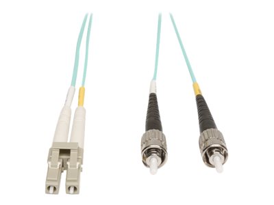 Tripp Lite 1M 10Gb Duplex Multimode 50/125 OM3 LSZH Fiber Optic Patch Cable LC/ST Aqua 3' 3ft 1 Meter