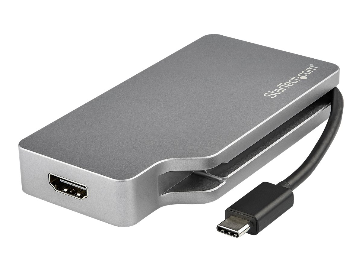 StarTech.com USB C Multiport Video Adapter with HDMI, VGA, Mini DisplayPort or DVI, USB Type C Monitor Adapter to HDMI 1.4 or mDP 1.2 (4K), VGA or DVI (1080p), Space Gray Aluminum Adapter