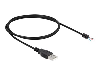 4043619641840 - Kabel usb 20 Typ-A Stecker zu 4 x offene Kabelenden 1 m schwarz (64184) - Delock