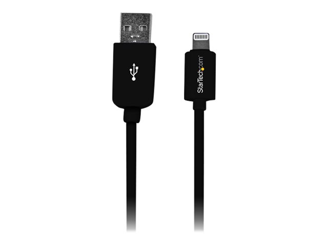 Image of StarTech.com 3m (10ft) Long Black Apple® 8-pin Lightning Connector to USB Cable for iPhone / iPod / iPad - Charge and Sync Cable (USBLT3MB) - Lightning cable - Lightning / USB - 3 m