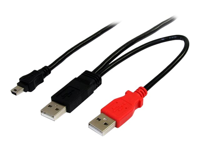 Image of StarTech.com 6 ft USB Y Cable for External Hard Drive - USB A to mini B - USB cable - USB (M) to mini-USB Type B (M) - USB 2.0 - 6 ft - black - USB2HABMY6 - USB cable - USB to mini-USB Type B - 1.8 m