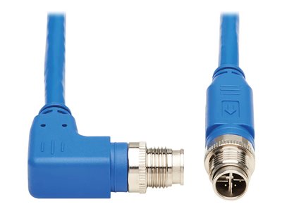 Eaton Tripp Lite Series M12 X-Code Cat6 1G UTP CMR-LP Ethernet Cable (Right-Angle M/M), IP68, PoE, Blue, 5 m (16.4 ft.)