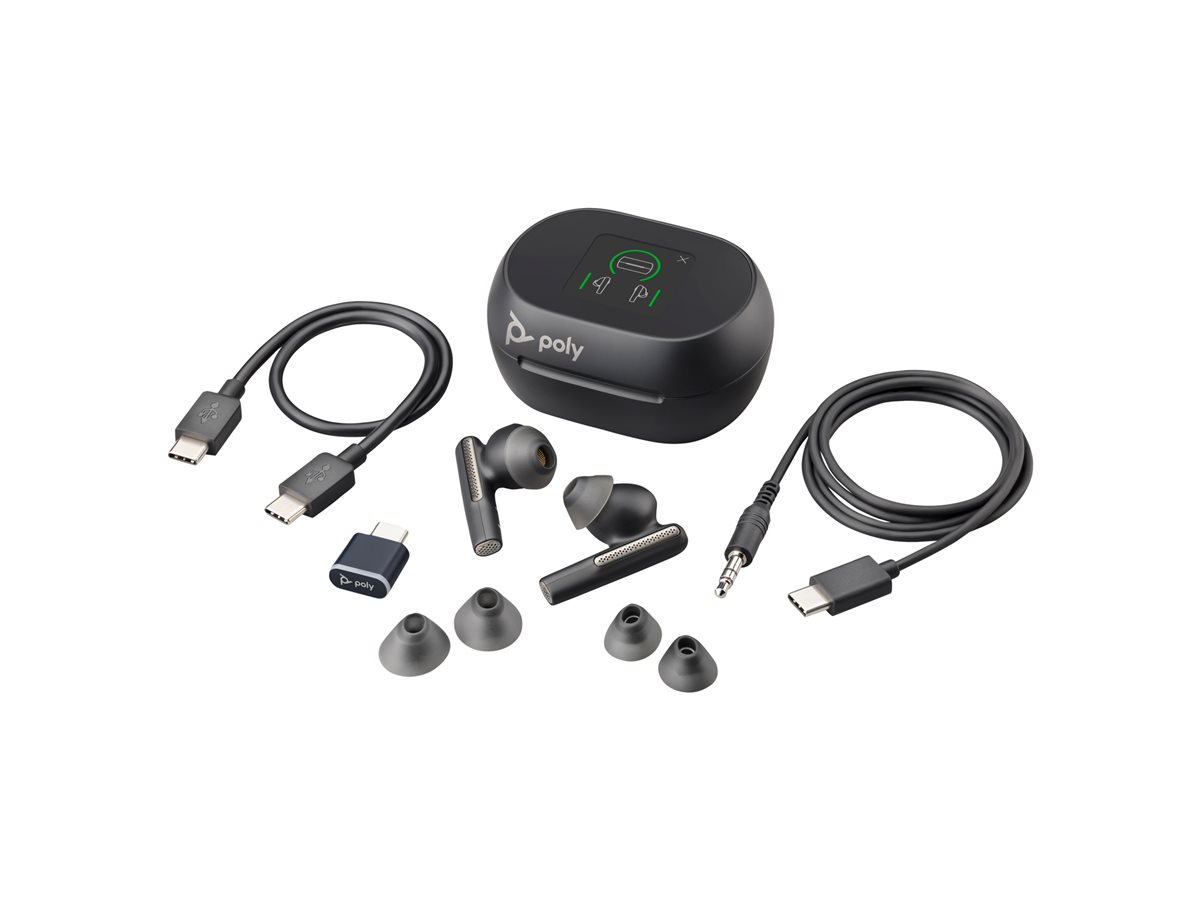 Poly Voyager Free 60+ UC Carbon Black Earbuds +BT700 USB-C Adapter +Touchscreen Charge Case – foto 4
