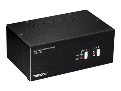 TRENDnet KVM 2-Port DVI USB Switch mit Audio USB 2.0 Hub - TK-232DV