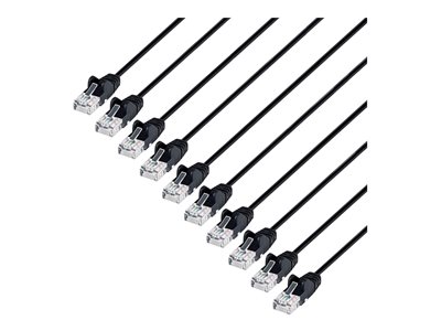 CAT6 U/UTP SLIM NETWORK PATCH CABLE, 3 FT., BLACK, 10-PACK