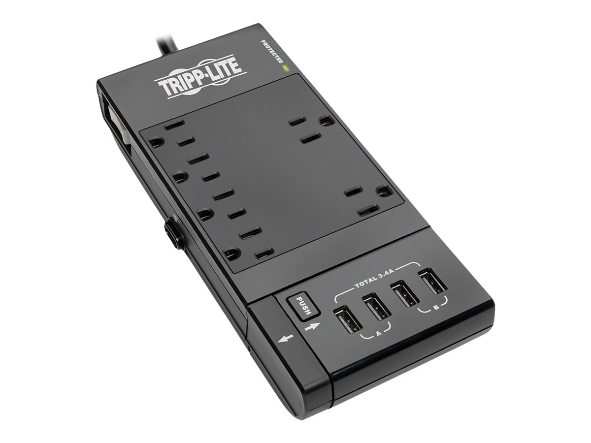 Tripp Lite 6-Outlet Surge Protector Power Strip, 4 USB Ports, 6 ft. Cord, 1080 Joules, Diagnostic LED, Black Housing - …