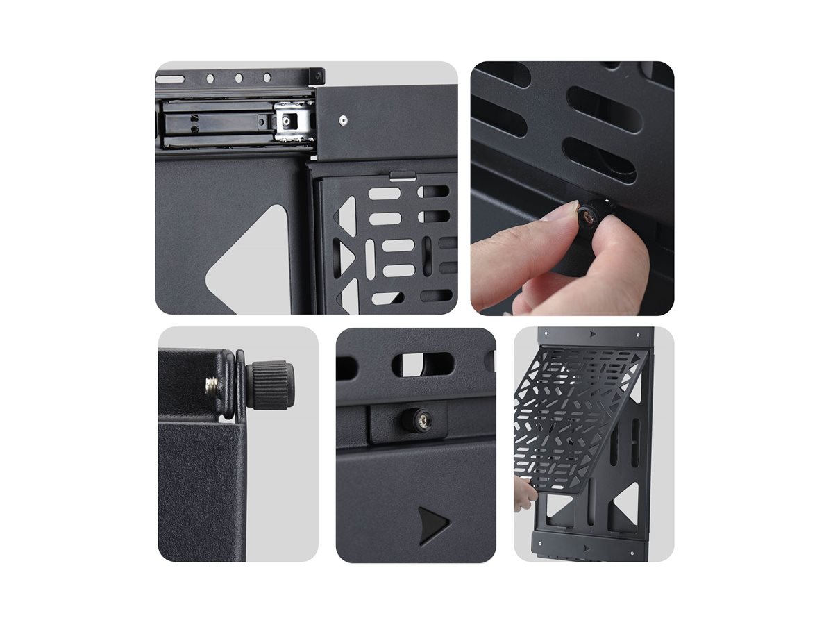 Startech montážní sada - výsuvný - pro streamer box / multimediální přehrávač - accessories mounting, 22 lbs (10 kg), behind TV, easy access - černá – foto 4