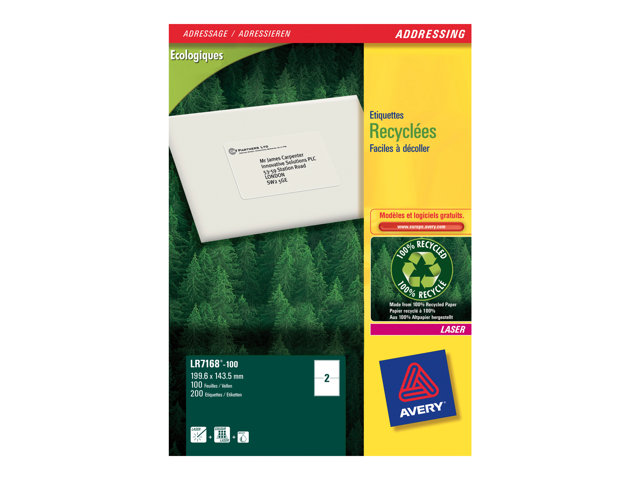 Avery Quickpeel Recycled Labels Address Labels 200 Labels 1435 X 1996 Mm