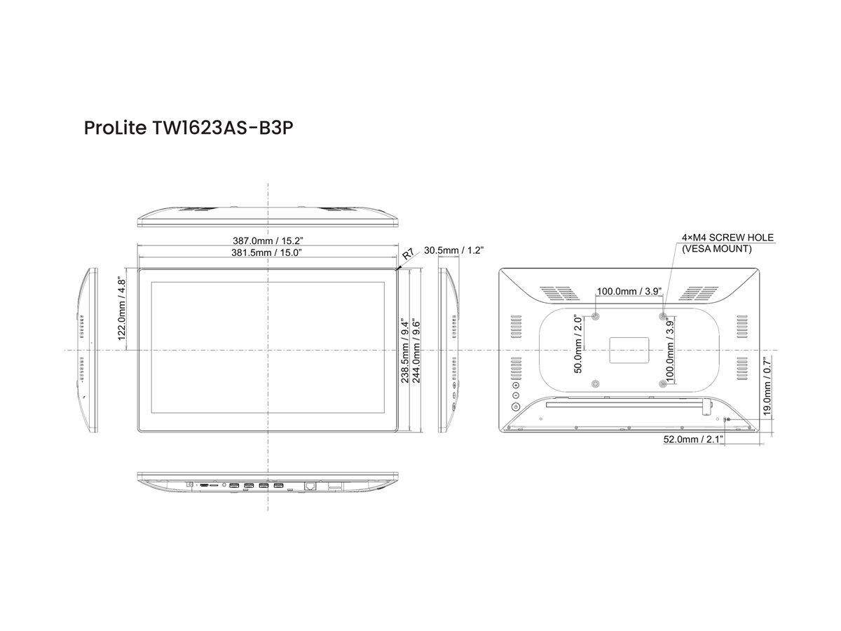 iiyama ProLite TW1623AS-B3P - dotykový panel PC RK3568 2 GHz - 4 GB - SSD 32 GB - LED 15.6" – foto 11