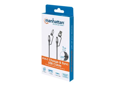 Manhattan 390606, USB-Kabel, MANHATTAN 4-in-1 B 1m grau 390606 (BILD1)