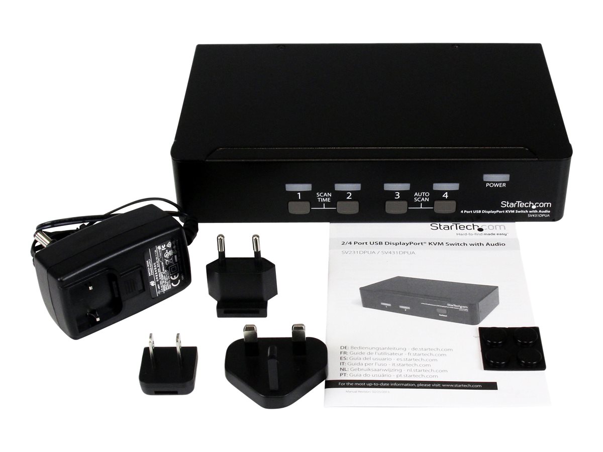 StarTech.com 4 Port DisplayPort KVM Switch w/ Audio - USB, Keyboard, Video, Mouse, Computer Switch Box for 2560x1600 DP Monitor (SV431DPUA) - přepínač KVM / audio / USB - 4 porty – foto 5