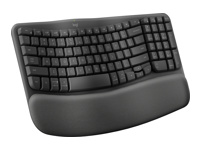 Logitech Ergo Series Wave Keys Wireless Ergonomic Keyboard with Cushioned Palm Rest, Graphite