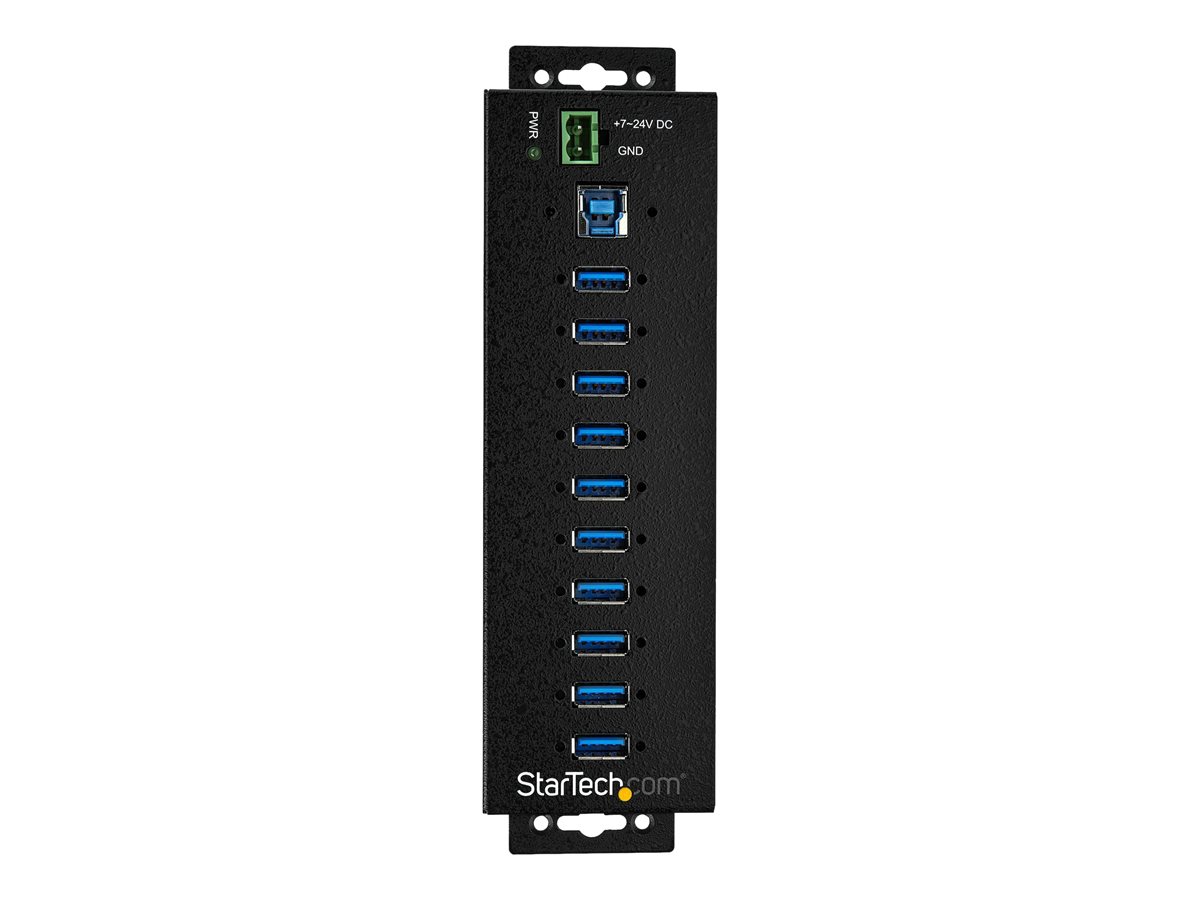 StarTech.com 10 Port USB Hub with Power Adapter, Surge Protection, Metal Industrial USB 3.0 Data Transfer Hub, Din Rail, Wall or Desk Mountable, High Speed USB 3.1/ USB 3.2 Gen 1 5Gbps Hub - Windows/macOS/Linux (HB30A10AME) - rozbočovač - 10 porty - kompatibilní s TAA – foto 2