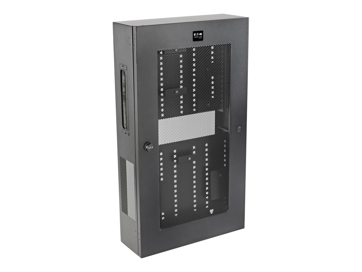 Eaton Tripp Lite Series SmartRack 3U Low-Profile Vertical-Mount Switch-Depth Wall-Mount Structured Wiring Enclosure, Adjustable Equipment Brackets