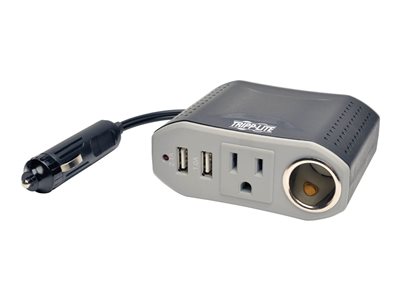 Tripp Lite Ultra-Compact Car Inverter 100W 12V CLA 120V 2 USB Charging Ports 1 Outlet