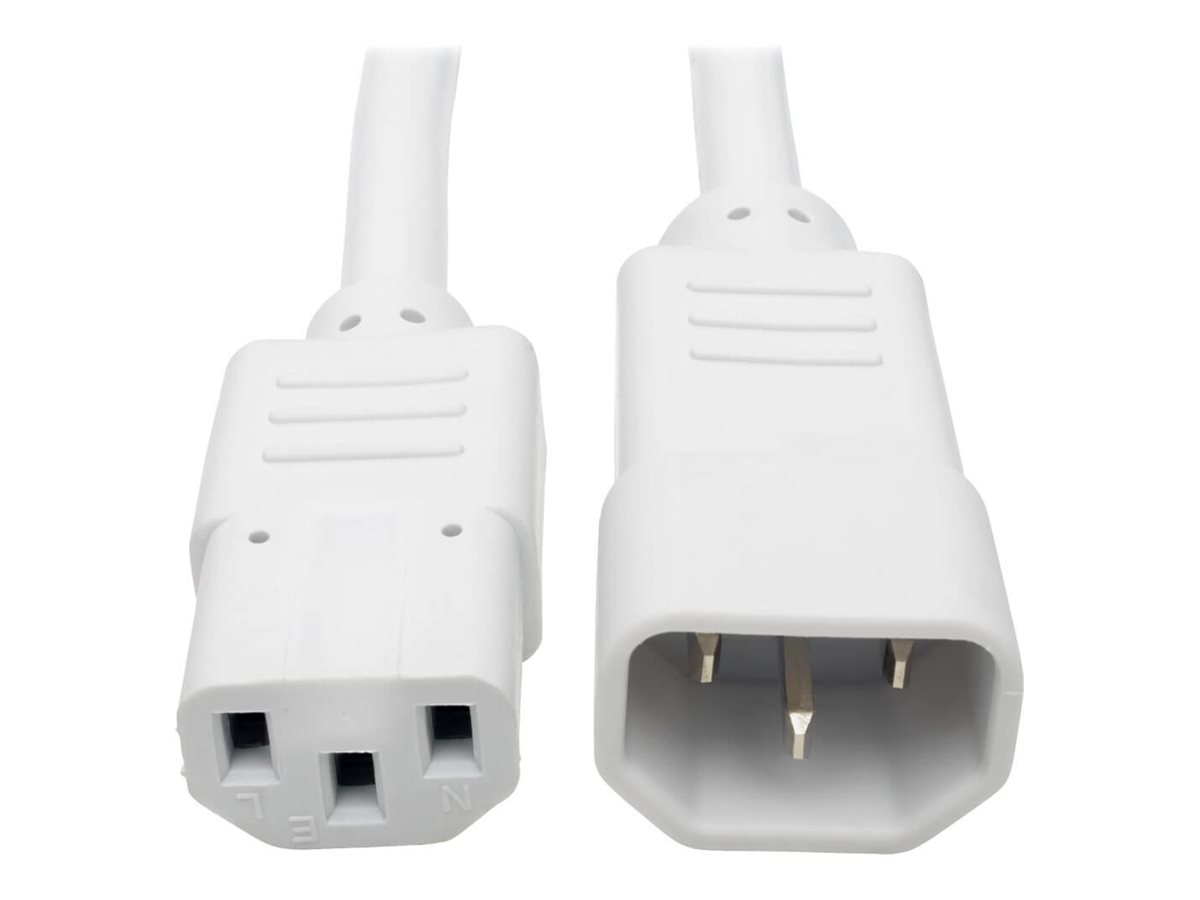 Tripp Lite 3ft Computer Power Extension Cord 10A 18 AWG C14 to C13 White 3'