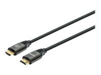 Manhattan HDMI Cable with Ethernet, 8K@60Hz (Ultra High Speed), 2m (Braided), Male to Male, Black, 4K@120Hz, Ultra HD 4k x 2k, Fully Shielded, Gold Plated Contacts, Lifetime Warranty, Polybag