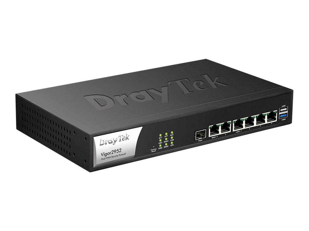 Draytek Vigor 2952P router desktop Product shot Left-angle 79600