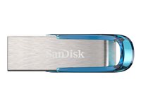 SanDisk Ultra Flair 128GB USB 3.0 Blå Sølv