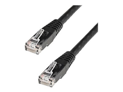 StarTech.com 7ft CAT6 Ethernet Cable, 10 Gigabit Molded RJ45 650MHz 100W PoE Patch Cord, CAT 6 10GbE UTP Network Cable with Strain Relief, Black, Fluke Tested/Wiring is UL Certified/TIA - Category 6 - 24AWG (C6PATCH7BK) - Patch cable - RJ-45 (M) to RJ-45 (M) - 2.1 m - UTP - CAT 6 - molded - black
