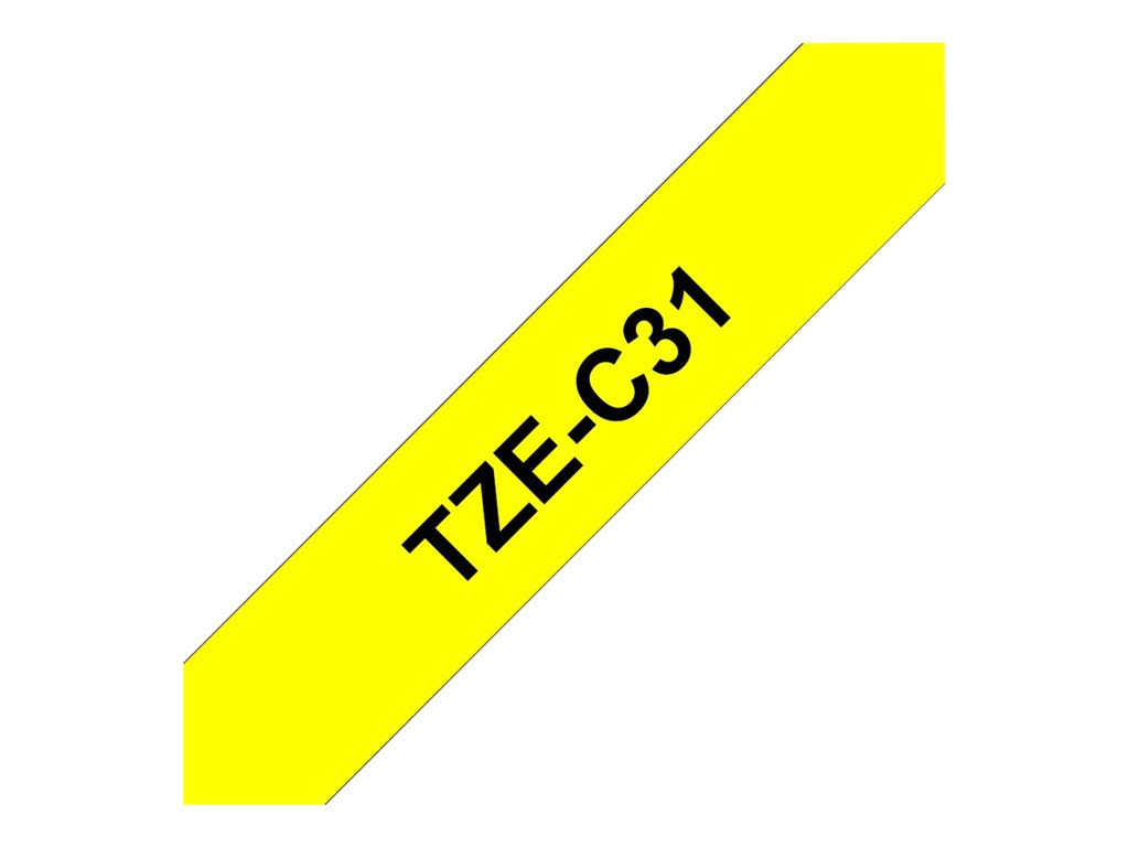 Ruban TZ laminé 12mm noir / jaune fluo