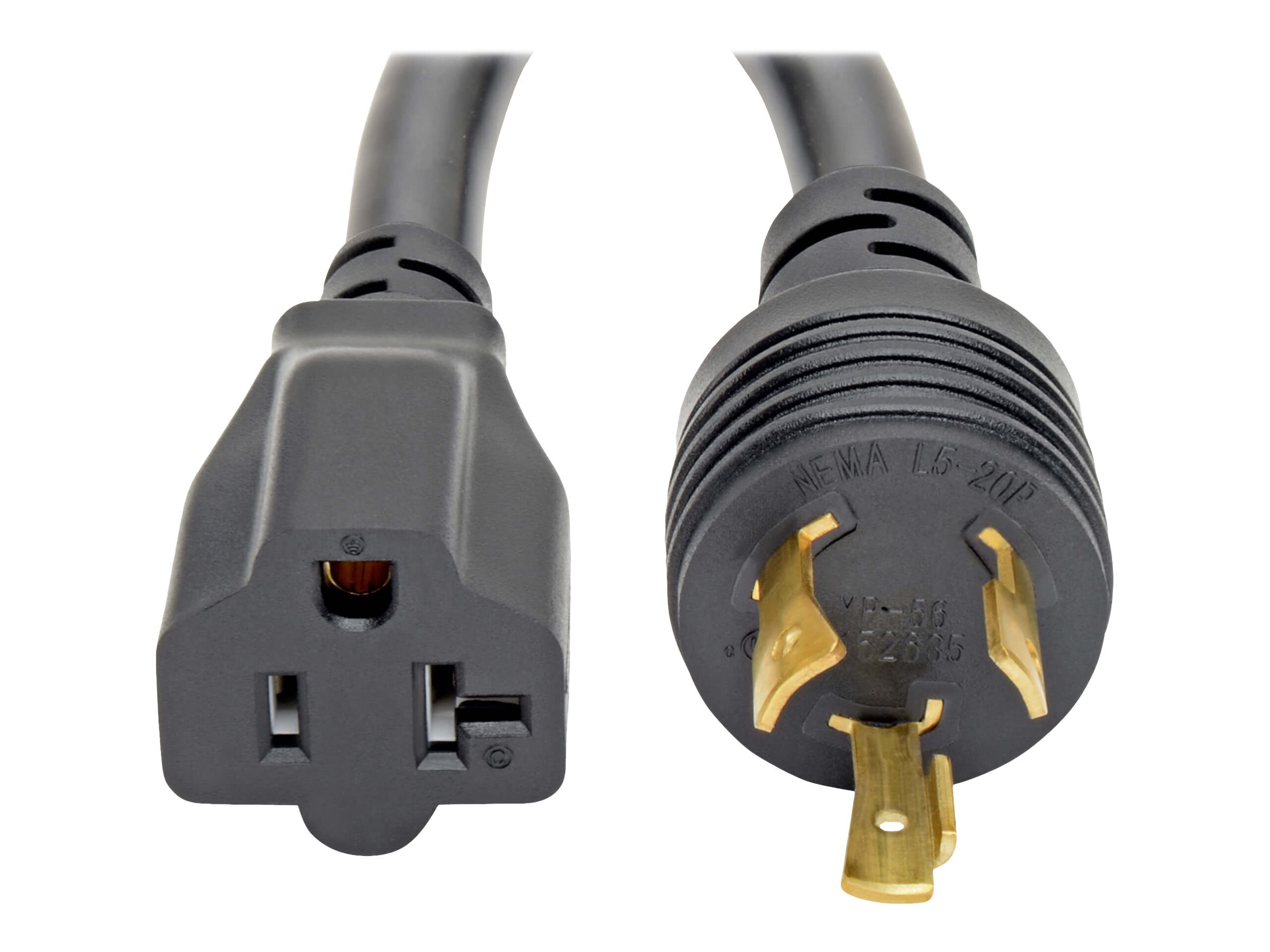 Tripp Lite 6in Power Cord Adapter Cable L5-20P to 5-15/20R with Locking Connectors Heavy Duty 20A 12AWG 6"