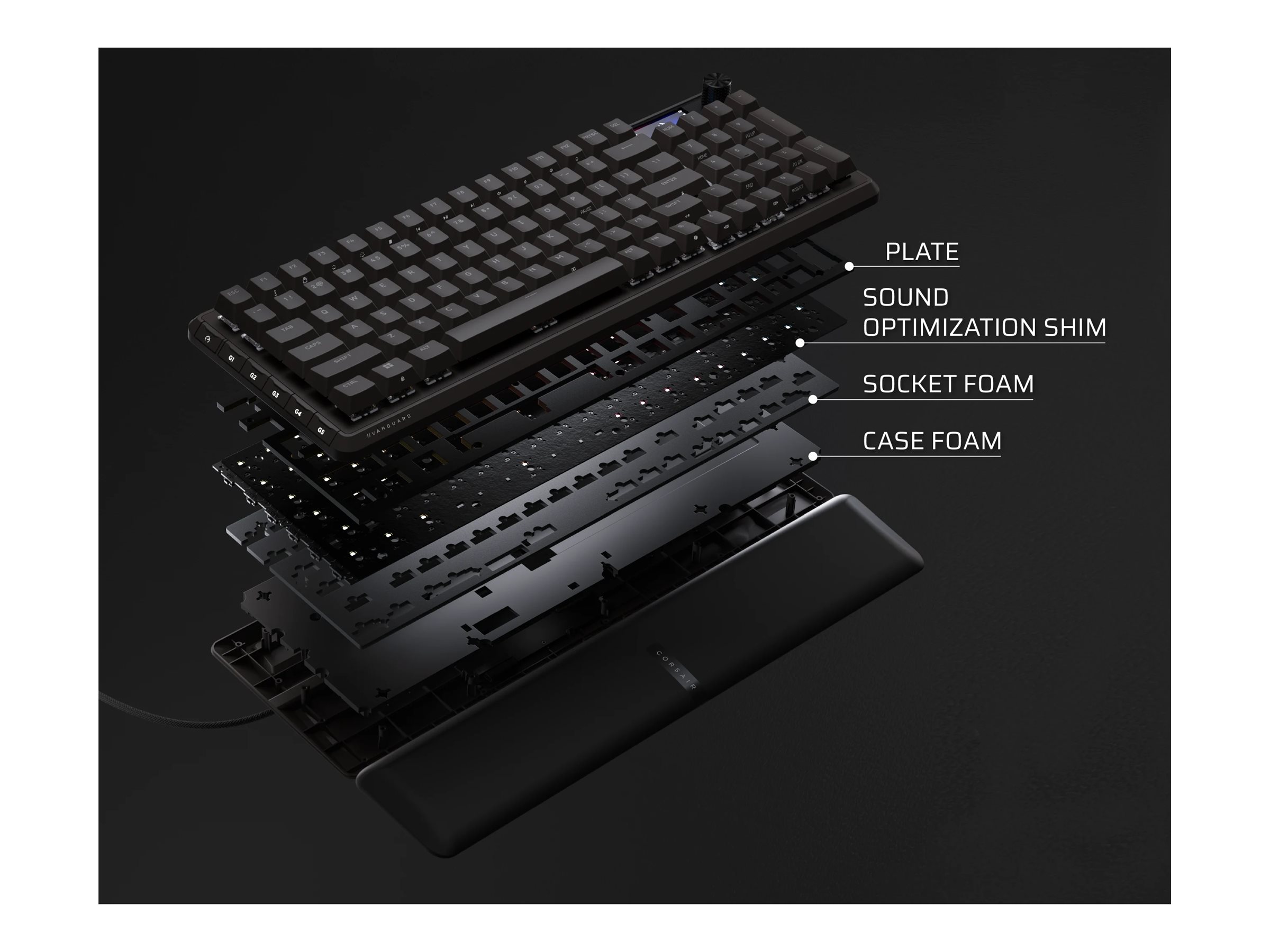 CORSAIR VANGUARD 96 keyboard 96% compact QWERTY US black Input Usage / lifestyle Front 72785