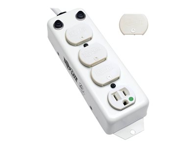 Tripp Lite Safe-IT Power Strip Medical Antimicrobial 120V 4 Outlet UL1363A 15ft Right Angle Cord For Patient Care Vicinity