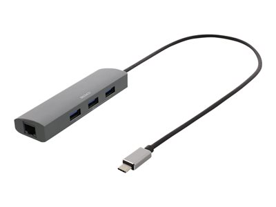 DELTACO 4-port USB Hubb, Typ C ha, 4xTyp A ho, alu, svart